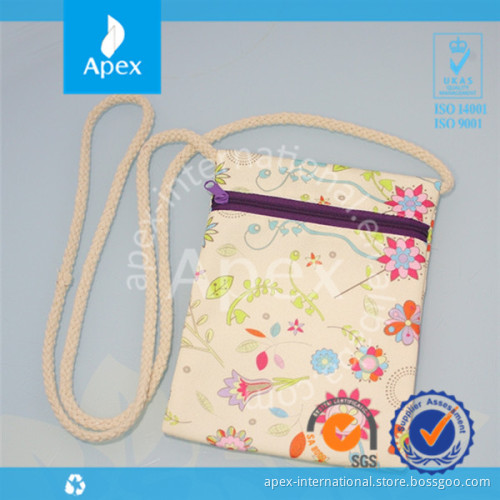 Printed canvas zipper bag phone pouch